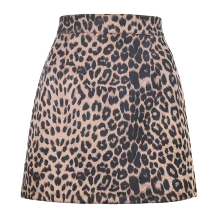 Above Knee leopard SKirt Beige