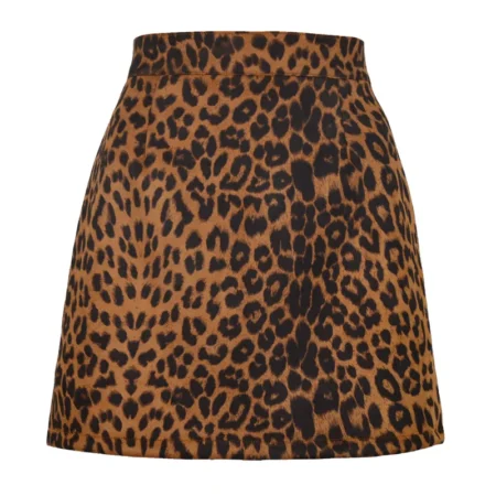 Above Knee leopard SKirt Brown