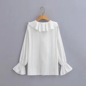 Blouse white long sleeve ruffles blouse b