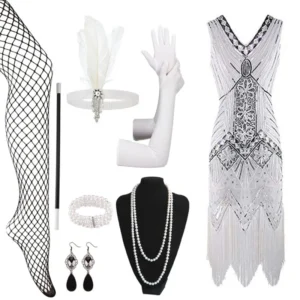 Great Gatsby Style Sexy Dress And Accessories white