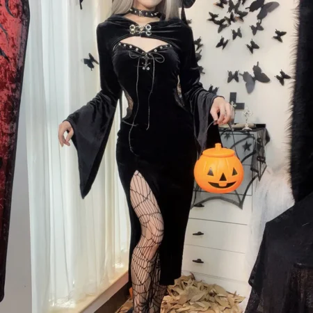 Halloween Costume Long Black Dress a