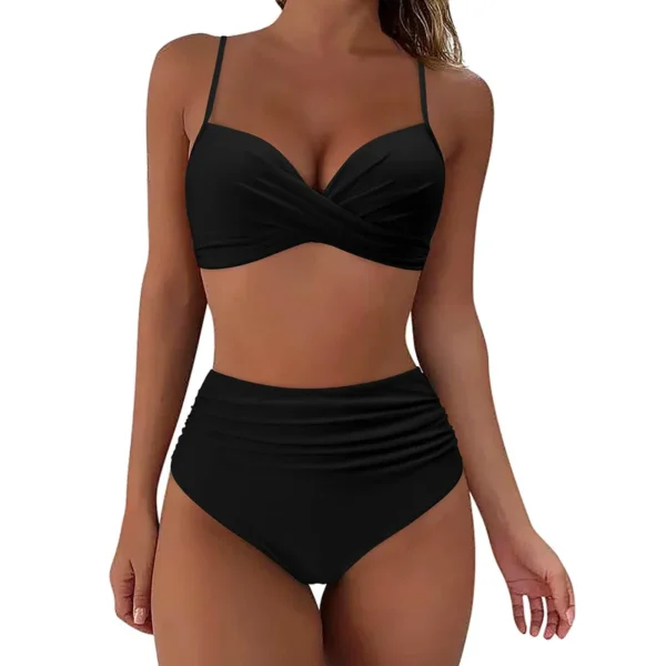 High waist bikini sett 2-piece bikini women's black