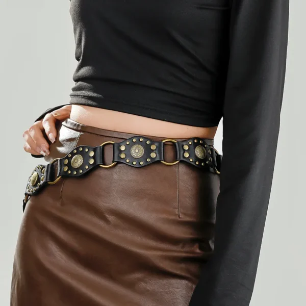 Retro Punk Pu Leather Uniex Belt Black