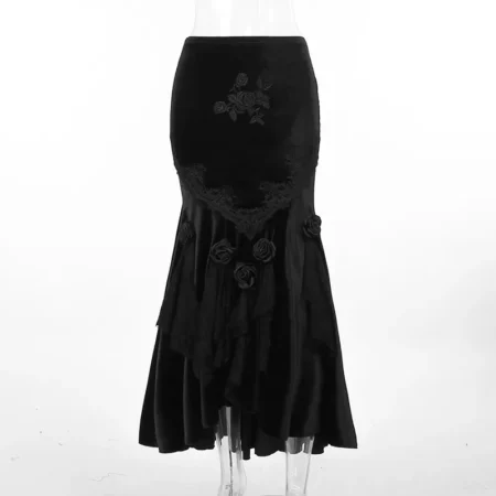 Vintage Style Long Black Skirt