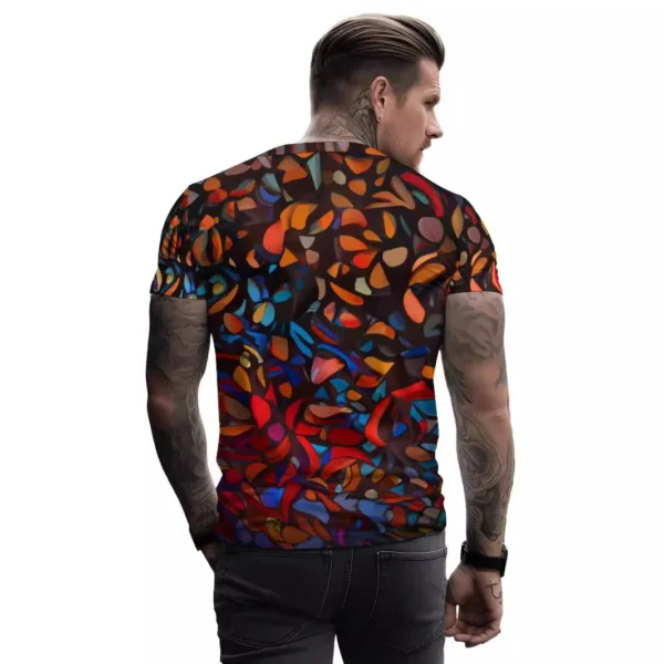 Colorful Short Sleeve Casual T-shirt Horse Printing Men's Sizes T-shirt b