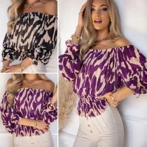 Off shoulder printed half sleeve blouse