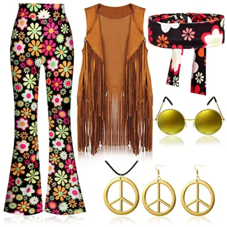 1970-talls Hippie kostyme blomstret sort