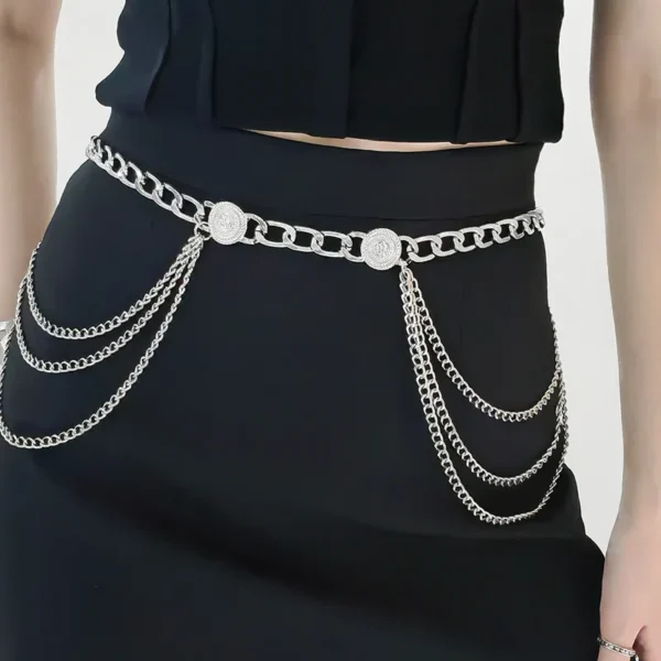 Belte med flere kjeder women's chain belt silver