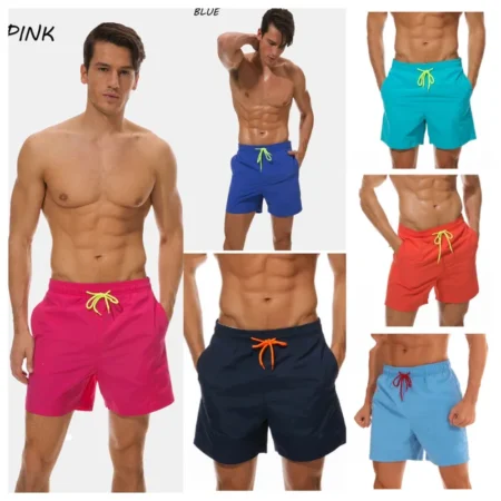 Hurtigtørkende badeshorts menn mange farger