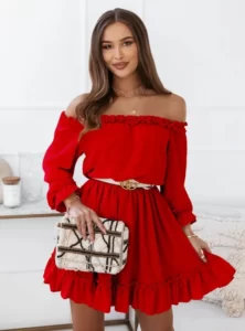 Off shoulder red dress