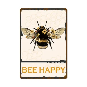 Retro Iron Wall Art Bee Happy