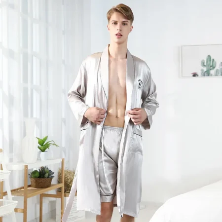 Silver robe and boxer-shorts