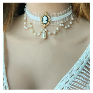 Victoriansk choker hvit