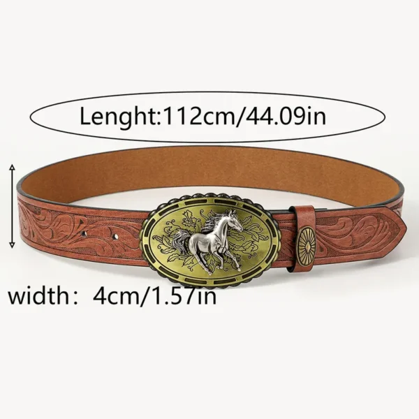 Cowboy belte oval spenne med hest cowboy belte metal button men's leather belts brown gold