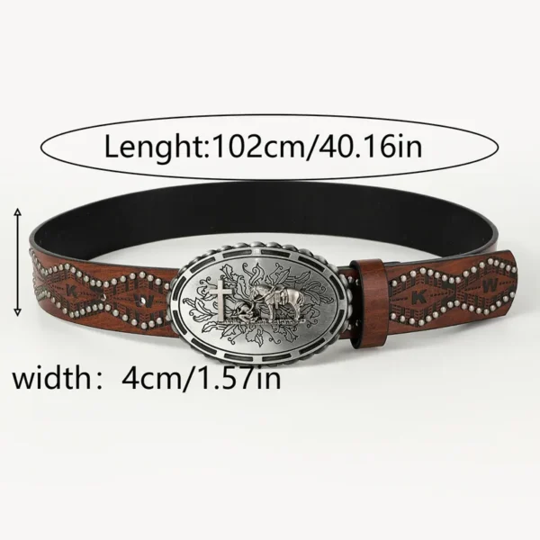 Cowboy belte oval spenne med hest cowboy belte metal button men's leather belts dark brown