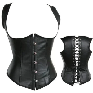 Sort korsett vest PU leather under bust corset vest