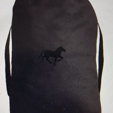 Stor sort gymbag med hest figur sort