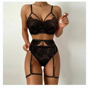 3-piece sexy women's underwear black