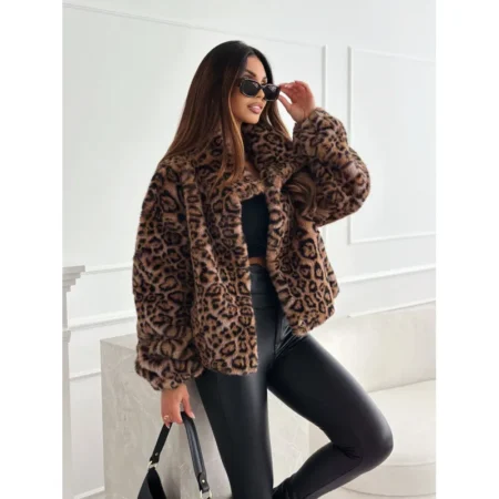 Brun leopard jakke Streetwear leopard coat