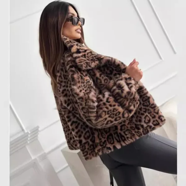 Brun leopard jakke Streetwear leopard coat b