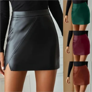 Faux Leather Skjørt Short PU Leather Skirt