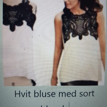 Hvit bluse med sort blonde