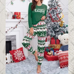 Mønstret julepyjamas damer printed Christmas Pajamas for women