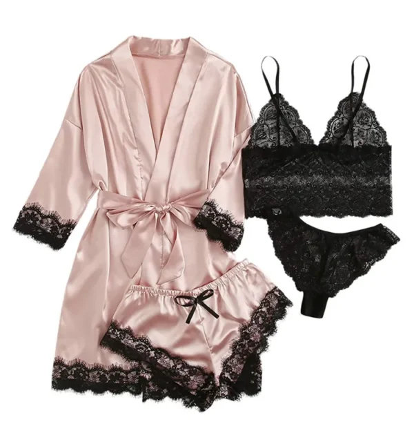 Morgenkåpe og undertøy sett women's robe and underwear champagne