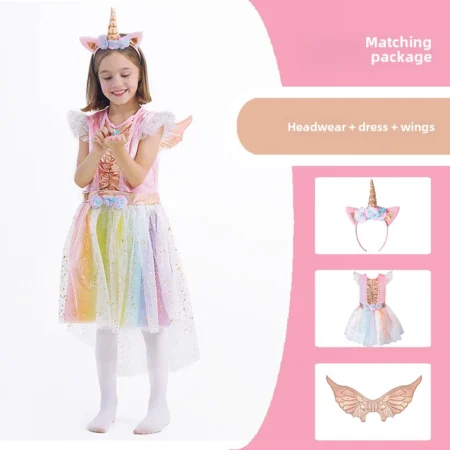 Unicorn dress and accessories girl's costume