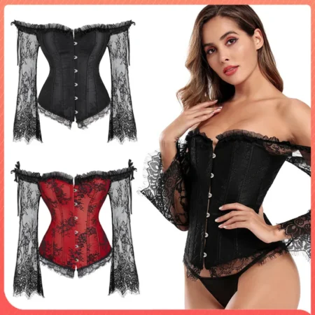 Victoransk Korsett Med Blondeermer Corset Lace Sleeves