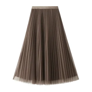 Langt plissert brunt skjørt long skirt brown