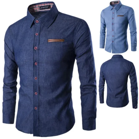 Men-s long sleeve denim blouse