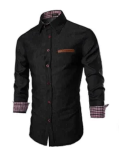 Men-s long sleeve denim blouse black