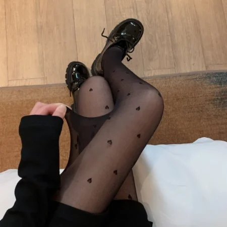 Pantyhose heart printing black