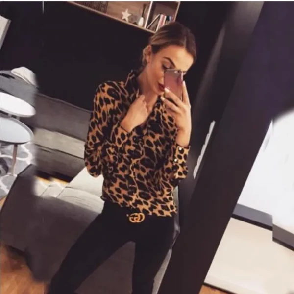 Brown leopard blouse