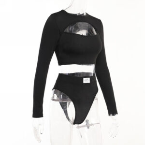 Long sleeve Top and panties set black b