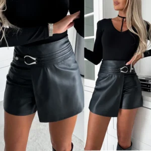 Sexy Black PU Shorts for women