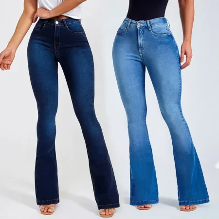 Blå jeans bootcut high waist jeans for damer