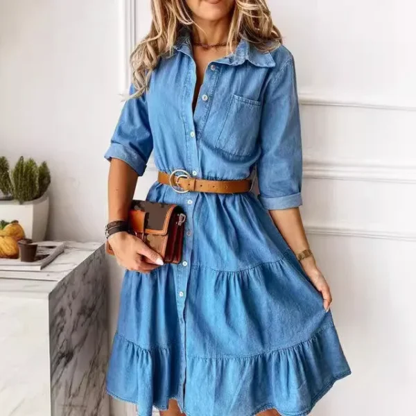 Blue midi denim dress