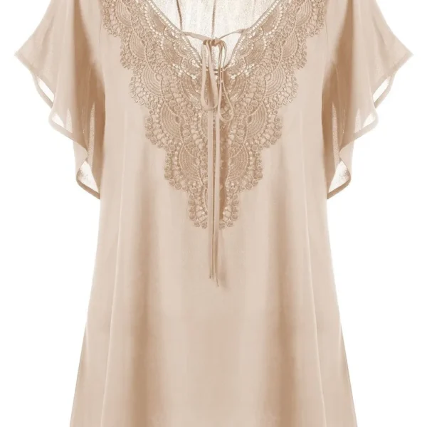 Bluse med korte ermer plus size topp med blonde beige 2pk.