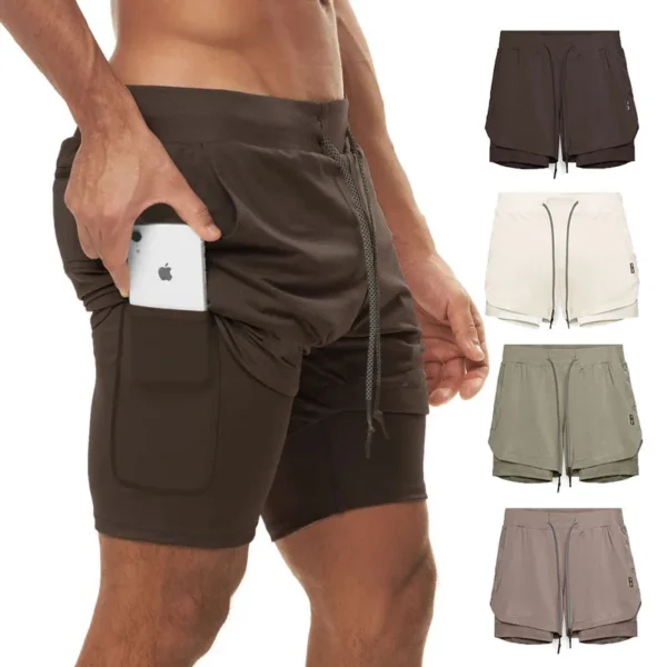 Dobbel shorts for menn two in one shorts with pockets