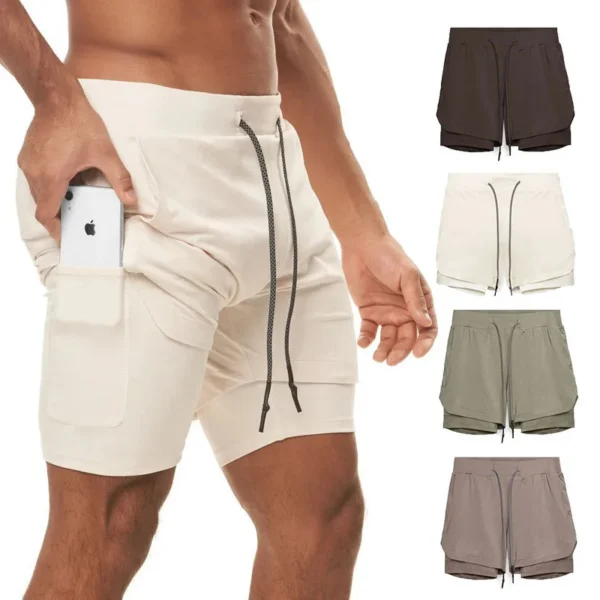 Dobbel shorts for menn two in one shorts with pockets