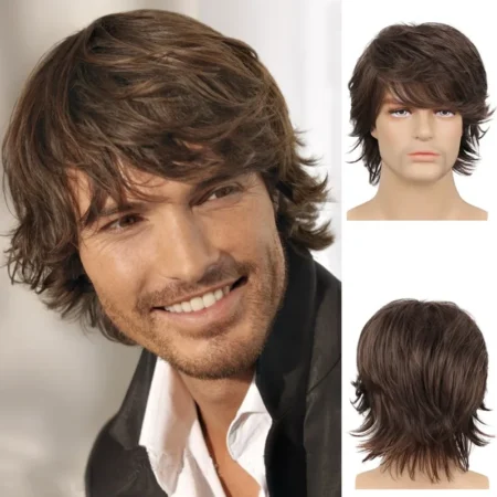 Men-s party wig brown hair