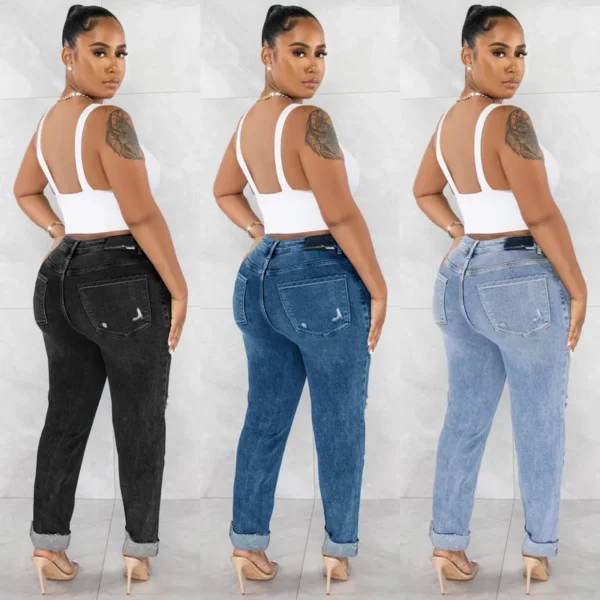 Ripped blue jeans for women black b