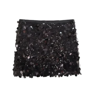 Sequin mini skirt black