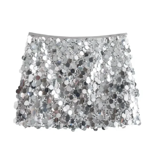 Sequin mini skirt silver a