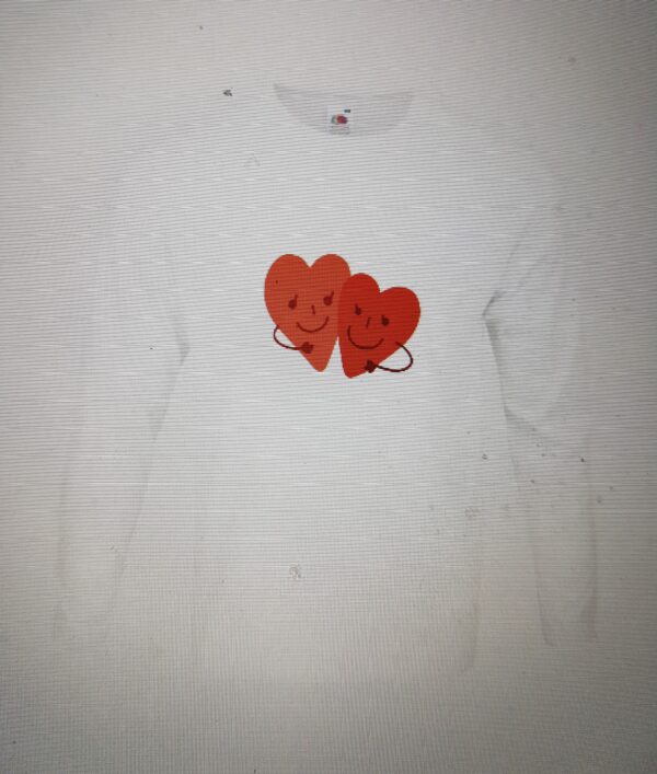 White long sleeve T-shirt Valentine Hearts Print