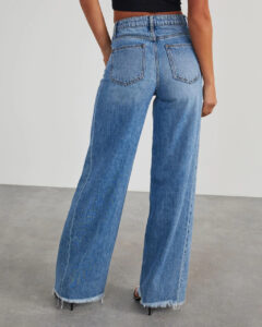 Women's straight blue jeans pants b