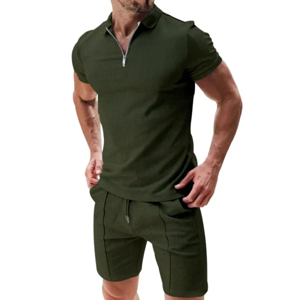 Fritidssett menn T-skjorte shorts sett mørkeblå 2-piece men's shorts set green