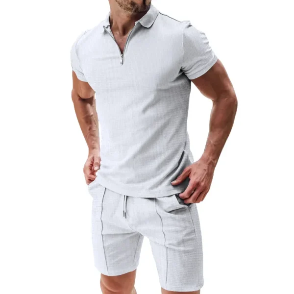 Fritidssett menn T-skjorte shorts sett mørkeblå 2-piece men's shorts set white